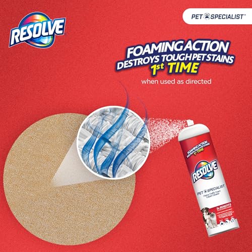 Resolve Pet Specialist Heavy Traffic Foam, Carpet Cleaner, Pet Stain and Odor Remover, 22oz