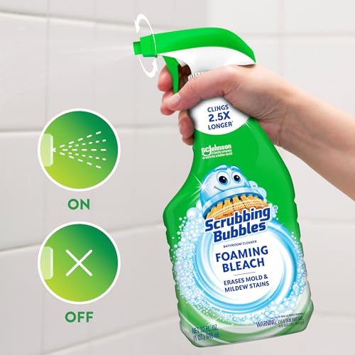 Scrubbing Bubbles Foaming Bleach Bathroom and Shower Cleaner Disinfectant Spray, Helps Erase Mold & Mildew, 32oz