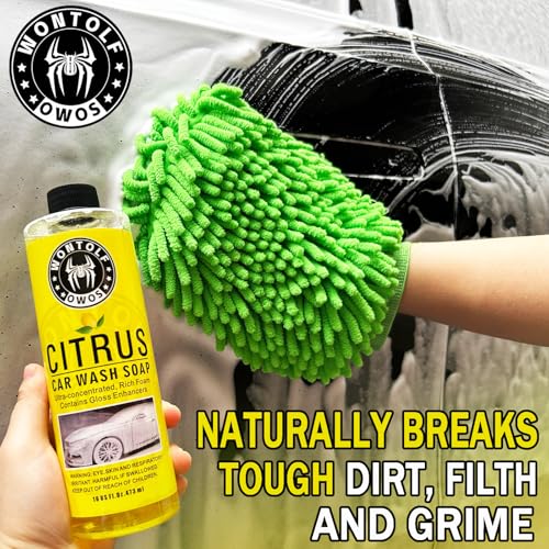 Wontolf Complete Car Wash Cleaning Kit, Car Interior Detailing Kit with Car Wash Soap, Interior Detailing Cleaner, Wheel Cleaner, Wheel Brush, Dying Towel, for Cars Trucks RVs SUVs