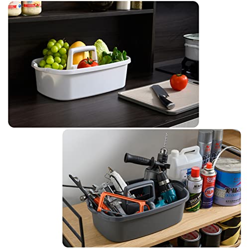 Large Cleaning Supplies Caddy Portable Shower Basket Supply Organizer with Handle Plastic Bucket Tool Storage for Bathroom, Bedroom, Kitchen, College Dorm, Garden, Dark Gray