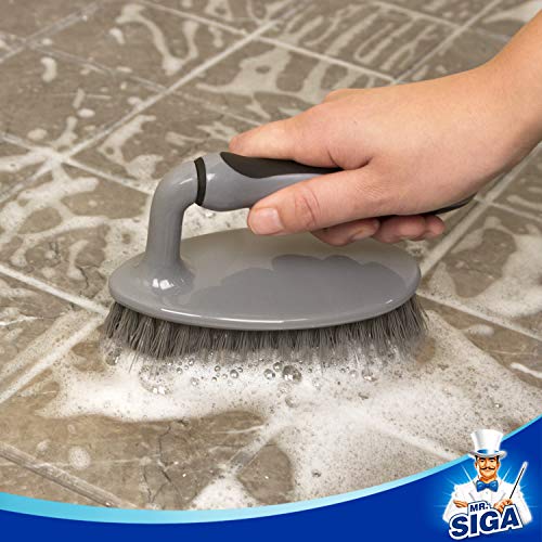 MR.SIGA Heavy Duty Scrub Brush with Comfortable Grip, Cleaning Brush for Bathroom, Shower, Sink, Floor, 2-Pack