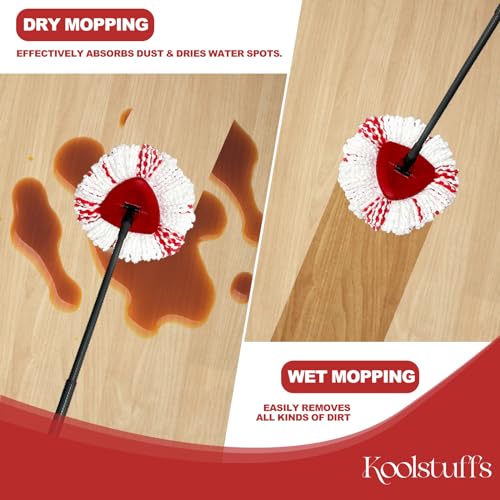 [2026 New Version] Mop Head Replacement - 40% More Cleaning Power, 3 Pack Spin Mop Replacement Head for Easy Wring 1-Tank System, Easy Cleaning, Microfiber and Machine Washable
