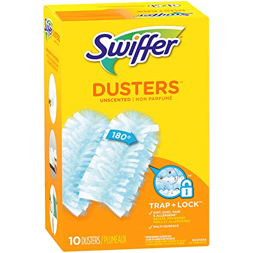 Swiffer Refill Dusters, Dust Lock Fiber, Light Blue, Unscented, 10/Box, 4 Box/Carton