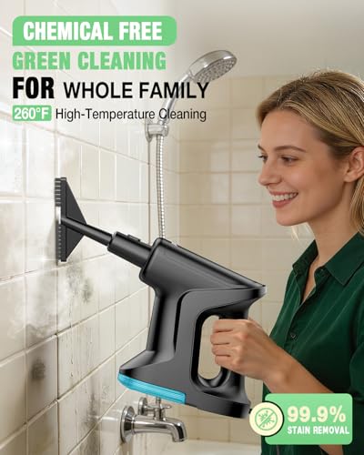 Heavy Duty Steam Mop for Floor Cleaning, 14-in-1 Lightweight Detachable Handheld Steam Cleaner with Multi-Purpose&Powerful, No-Chemical Floor Steamer for Home|Hardwood|Grout|BBQ|Window (Black)