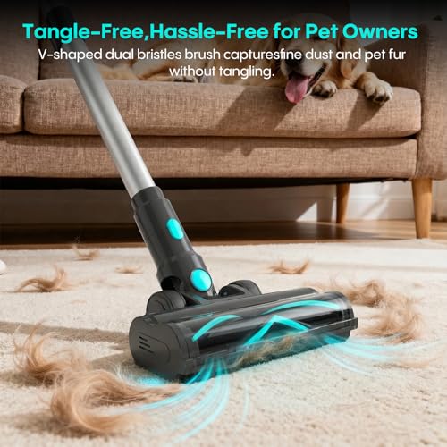Bagotte Cordless Vacuum Cleaner,65KPa 65Mins Stick Vacuum with Self-Standing,Anti-Tangle Touch Screen LED Display, Detachable Battery Pack, Rechargeable Vacuum for Floor/Carpet/Pet Hair