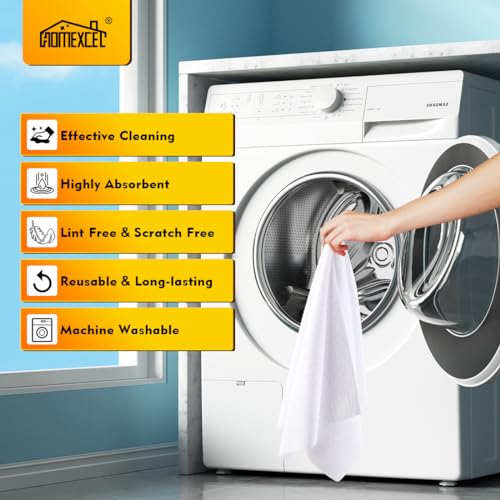 HOMEXCEL White Microfiber Cleaning Cloths 100 Pack, Reusable Cleaning Rags Shop Towels - Bulk Multipurpose Microfiber Towels, Lint Free Cleaning Towels for Car, House & Kitchen, 11.5 x 11.5 inch