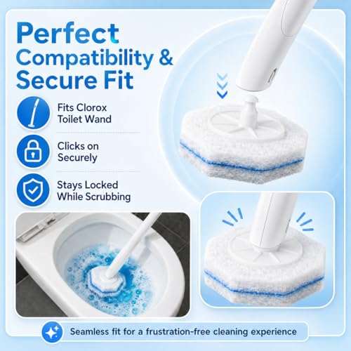 60 Count Wand Refills for Clorox Toilet Brush, Disposable Heads for Deep Cleaning, Instant Foam
