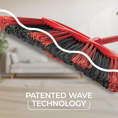 O-Cedar One Sweep Broom & Step-On Dustpan Set | Patented Wave Bristles Remove Over 99% of Dirt in One Pass | Lightweight & Quiet for Pet-Friendly Cleaning