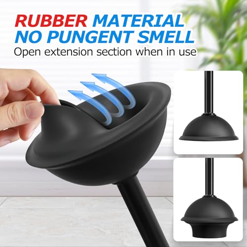 FORASTO 2 in 1 Toilet Plunger and Brush Set，Extended Handle Plunger，Toilet Bowl Brush Plunger Set, Bathroom Cleaning Tools ，Toilet Brush Plunger Combo，Cleaning Brush，Bathroom Cleaning Supplies