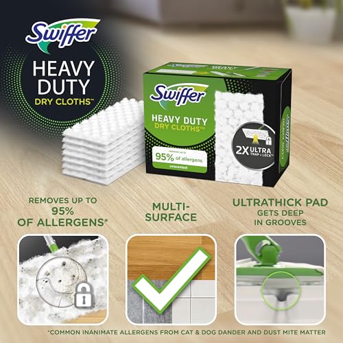 Swiffer Sweeper Heavy Duty Dry Multi-Surface Cloth Refills for Floor Sweeping and Cleaning, 20 count (2 Pack)