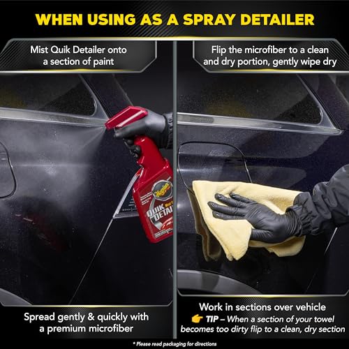 Meguiar's Quik Detailer, Mist & Wipe Car Detailing Spray, Clear Light Contaminants and Boost Shine with a Quick Detailer Spray that Keeps Paint and Wax Looking Like New, 32 oz