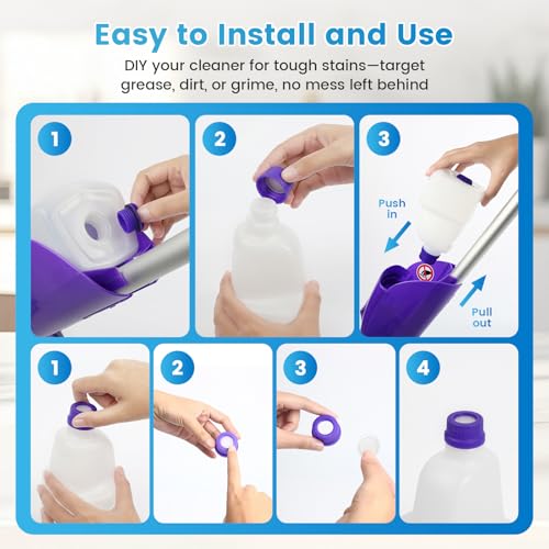 1 Pack Refillable Bottle for Swiffer Wet Jet Mop - 500ML Leak-Proof HDPE Empty Cleaner Solution Bottle with 5 Silicone Gaskets & 1 Funnel Wood Care & Pet Safe, Eco-Friendly