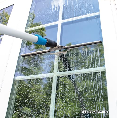 Unger Connect and Clean 16” Performance Window and Glass Cleaning Squeegee with Replacement Rubber, Cleaning Supplies, Heavy Duty Household Cleaner Tools with Streak-Free Results