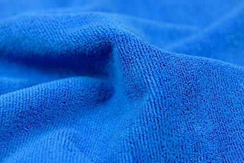 CARCAREZ Premium Microfiber Detailing Towels, 340 GSM Lint Free Car Buffing Waxing Polishing Drying Towels (6, Blue, 16x16 Inch)