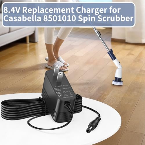 8.4V Charger for Casabella Spin Scrubber, Power Adapter Compatible with Casabella 8501010 Spin Scrubber 7.4V 2000mAh Battery Charger Cord