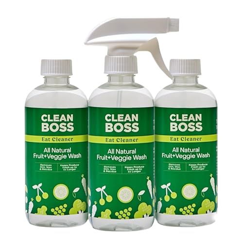 CleanBoss - Eat Cleaner, 12 oz (3 Pack) with one Trigger - Keeps Produce Fresh, Vegan, Gluten Free