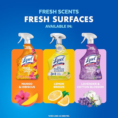 Lysol All Purpose Cleaner Spray, Multi-Purpose Disinfecting Spray, Kitchen & Bathroom Cleaner, Lemon Breeze Scent, 32 Fl Oz (Pack of 2)