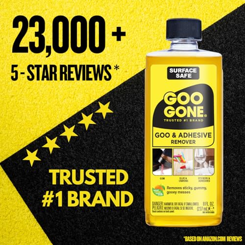 Goo Gone Adhesive Remover - 2 Pack - 8 Ounce - Surface Safe Adhesive Remover Safely Removes Stickers Labels Decals Residue Tape Chewing Gum Grease Tar Crayon Glue
