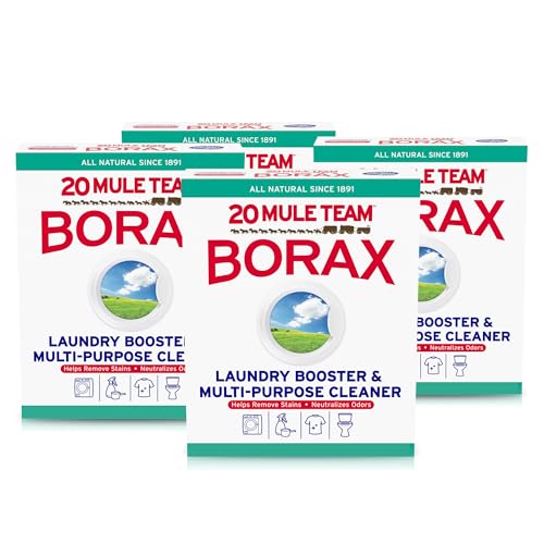 20 MULE TEAM Borax Powder, 65 Ounce, 4 Count, All Natural Laundry Booster & Multi-Purpose Household Cleaner for Kitchen and Bathroom, Stain & Odor Fighter, Helps Deodorize & Freshen