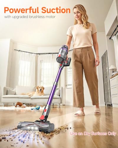 FEPPO Cordless Vacuum Cleaner, Powerful Vacuum Cleaners for Home with 70Mins Runtime, Touch Screen, Self-Standing, Anti-Tangle Stick Vacuum Cordless, Wireless Vacuum for Hardwood Floor/Carpet/Pet Hair