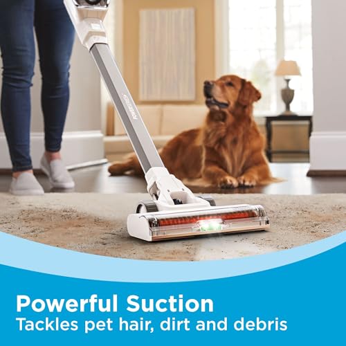 BLACK+DECKER POWERSERIES+ 20V MAX Cordless Stick Vacuum Cleaner with LED Floor Lights, Bagless, Lightweight, Cordless Vacuum Cleaners for Home, Up to 44 Minutes, Powerful Suction, Gray (BHFEA520J)