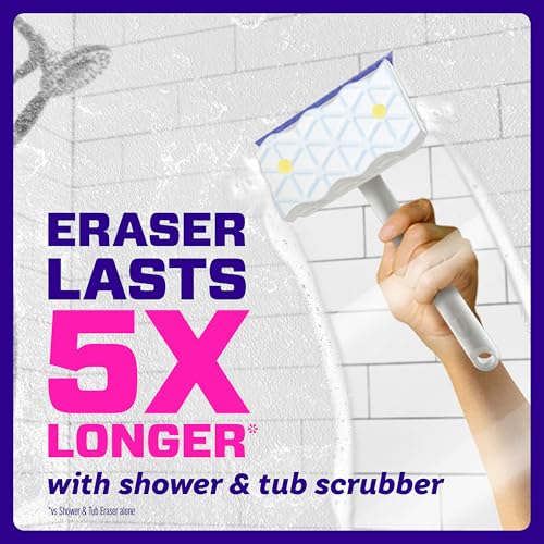 Mr. Clean Magic Eraser Sponge, Bathroom, Shower, Tub Cleaner, Soap Scum Remover, Bathroom Cleaning Supplies, Dawn Cleaning Power with Lemon Scent, Shower & Tub, 6ct