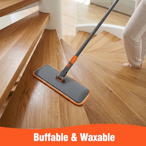 CLEANHOME 2-in-1 Wet Dry Flat Microfiber Mop for Hardwood Floors-Reusable Washable Pads, Telescoping Long Handle Floor Cleaner for Tile Laminate, Pet Hair Removal, Car Detailing & Window Cleaning