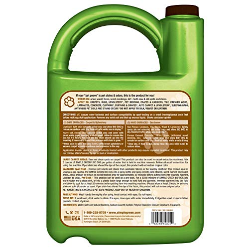 Simple Green Bio Active Stain & Odor Remover for Pet & Carpet- Pet & People Safe (1 Gal), Milky White, 128 Fl Oz (Pack of 1)
