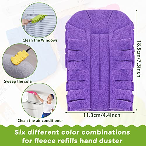 Zubebe 12 Pcs Duster Refill Reusable Fleece Duster Refills Feather Flat Dusters Multi Surface Washable Cleaning Pads Tools for Home, Blinds, Car, Pet, Furniture, Fans (Dark Color)