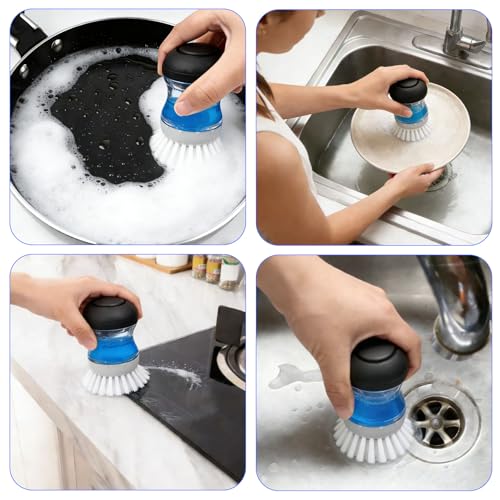 MiUWUU 4 Pack Brush Refills for OXO Dish Brush Refill B, Brush Head Replacement OXO Dish Brush Replacement Head（Grey Round）