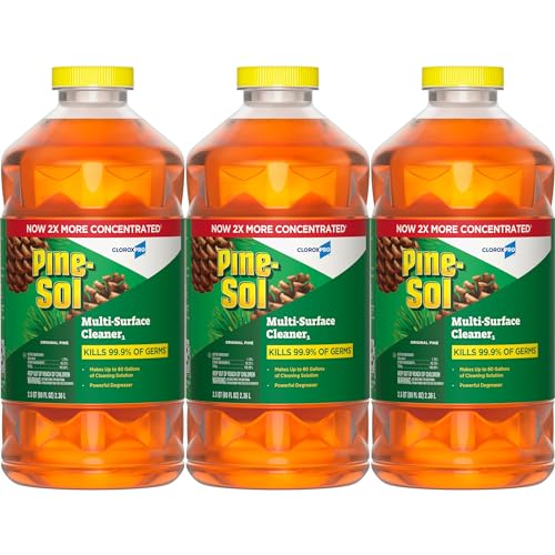 CloroxPro Pine-Sol Multi-Surface Cleaner, Clorox All Purpose Cleaner, Tackles Allergens, Odor, Dirt, Grime and Grease, Original Pine, 80 fl. oz., Pack of 3