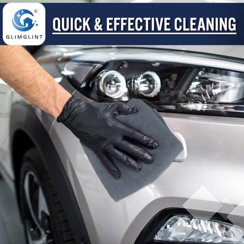 GLIMGLINT Grey Microfiber Cleaning Cloth,12PK Reusable Cleaning Rags, Highly Absorbent Shop Rags Bulk, All-Purpose Car Cleaning Towels for TV Screen, Kitchen, Bathroom, Restaurant Garage, 14"X12"