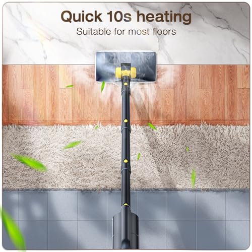 Steam Mop with Detachable Handheld Steam Cleaner, 10-in-1 Multi Accessories, Quick 10s Heat, 350ml and 2-Level Steamer for Cleaning Floor, Carpet, BBQ Grill, Tile, and Grout, Gray