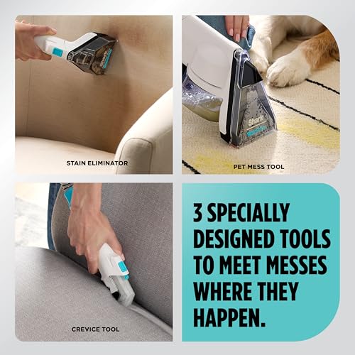 Shark CarpetXpert | Upright Carpet, Area Rug & Upholstery Cleaner | Carpet Shampooer with StainStriker Handheld Tough Stain Eliminator | Removes Tough Stains & Odors | 3 Cleaning Tools | White | EX201