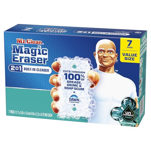 Mr. Clean Magic Eraser Foaming Sponge, All Purpose Cleaner, Dawn Cleaning Power, Wall, Sneaker, Oven Cleaner, Kitchen, Bathroom, Shower Cleaning Supplies, Scrubber, Ultra Foamy, 7ct
