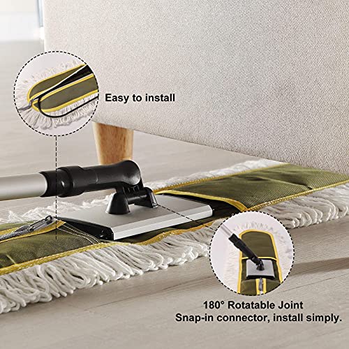CLEANHOME 36" Commercial Dust Mops for Floor Cleaning Heavy Duty Floor Duster Mop with Long Handle Hotel Gym Household Cleaning Supplies for Hardwood, Tiles, Marble Floors (Green)