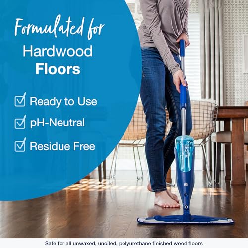 Bona PowerPlus Premium Motion Spray Mop for Hardwood Floors - Includes PowerPlus Hardwood Floor Cleaning Solution and PowerPlus Microfiber Cleaning Pad - Vibrating Spray Mop for Wood Floors