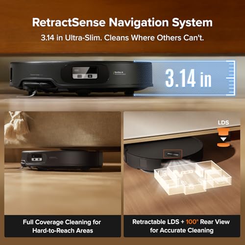 roborock Qrevo Edge 2 Robot Vacuum and Mop, 25,000Pa, 3.14'' Ultra-Slim, Zero-Tangle, AI Object Recognition, 176℉ Hot Water Mop Washing & Auto-Drying, Carpet & Pet Hair, FlexiArm Edge Cleaning