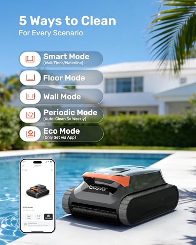 Gosvor LiteVac G1 Pool Vacuum for Inground & Above Ground Pools, Up to 200 Mins, Floor/Wall/Waterline/Shallow Area Cleaning with Smart Navigation, 15.2 lbs Lightweight, Double Filtration, Orange