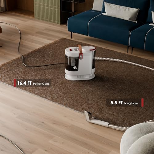 WURESE Portable Carpet Cleaner Machine, 15KPa Powerful Upholstery & Spot Cleaner for Pet Stains, Couches, Stairs & Car Seats – Handheld Deep Cleaner with Self‑Cleaning System & 2 Brushheads, Crimson