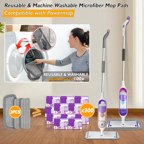 TRAV-ROUND Spray Mop for Floor Cleaning: Microfiber Wet Dry Mop for Hardwood Laminate Tile Wood Vinyl, 360° Swivel Head Lightweight Flat Floor Mops with 3 Washable Reusable Pads & Refillable Bottle