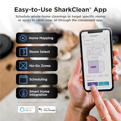 Shark AV2501AE AI Robot Vacuum with XL HEPA Self-Empty Base, Bagless, 60-Day Capacity, LIDAR Navigation, Perfect for Pet Hair, Compatible with Alexa, Wi-Fi Connected, Carpet & Hard Floor, Black