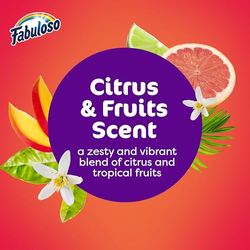 Fabuloso 2X Multi-Purpose Cleaner with Baking Soda, No Rinse Floor Cleaner, Long-Lasting Freshness, Citrus and Fruits Scent, 56 fl oz