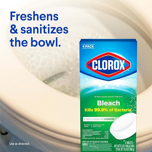 Clorox Ultra Clean Toilet Tablets Bleach 4 Count, 3.5 Ounces Each (Package May Vary)