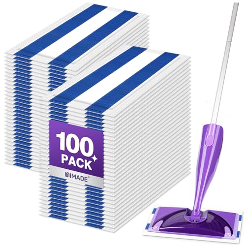 UNIMADE 100 Count Mop Pad Refill Compatible with Swiffer WetJet, Disposable Multi-Layers Mopping Pads for All Hard Surface, Especially Hardwood Floor, Super Absorbent Spray Mopping Pad Refills