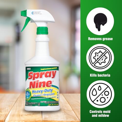 Spray Nine 26832 Heavy Duty Cleaner, Degreaser & Disinfectant for Kitchens, Bathrooms, Yard Equipment, Automotive & Industrial 32 Fl Oz. (Pack of 1)