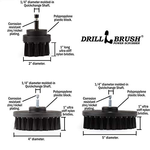 Ultra Stiff Drill Powered Cleaning Brush Set - Heavy Duty Industrial Stripping - Cordless Drill Power Scrubber Grill Brush for Household Cleaning Supplies - Rust Remover - No Wires - BBQ Grill Brush