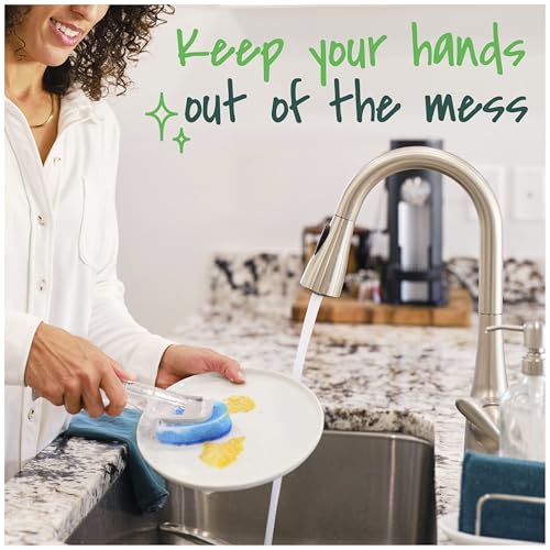 Scotch-Brite Non-Scratch Dishwand Kit, Includes 1 Wand & 8 Refill Pads, Keep Hands Out of the Mess, Blue