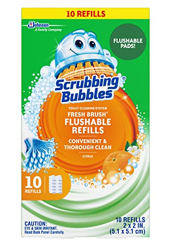 Scrubbing Bubbles Fresh Brush Flushable Refill Pads for Toilet Cleaning System, Citrus Action Scent, Toilet & Toilet Bowl Cleaner, 10 CT Refill Pads/Pack (Pack of 1)