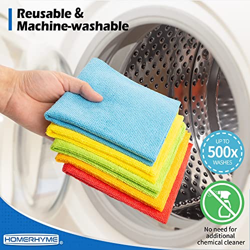 HOMERHYME Microfiber Cleaning Cloth, 100 Pack Cleaning Rags Microfiber Towel Bulk Absorbent Lint-Free Wash Cloths, All-Purpose Shop Towels for Cars, Automotive, Garage, Home & Kitchen 11.5"*11.5"